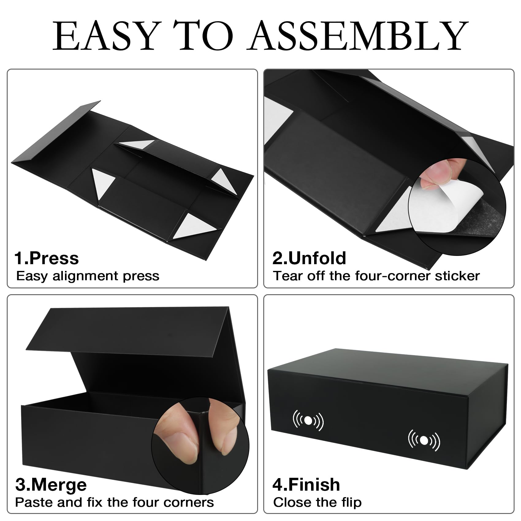 LFBOX Black Gift Box with Magnetic Lids 5 Pack