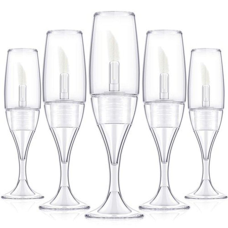 Maitys 20 Pcs 8 Ml/ 0.27 oz Lip Gloss Tubes Mini Wineglass Shaped Empty Lip Gloss Tube Lip Balm Containers Mini Refillable Bottles Lip Glaze Container with 2 Pieces Funnels for Women(Transparent)