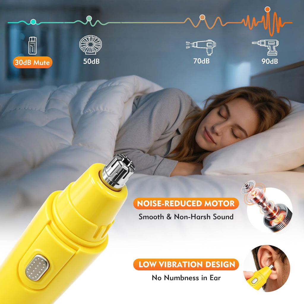 IWR Nose Hair Trimmer, Rechargeable Nose Hair Trimmer for Men Women with Cleaning Brush, Multifunctional Nose and Ear Hair Trimmer Improved Stainless Steel Replaceable Blade （Yellow）