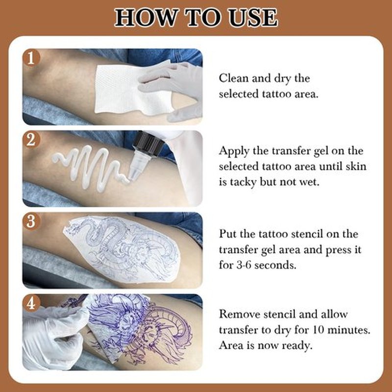 Pjordo 2PCS Tattoo Stencil Transfer Gel Solution, 8oz Tattoo Transfer Gel for Stickers Paper, Stencil Magic Cream for Tattoo Artists & Beginners, Temporary Supplies