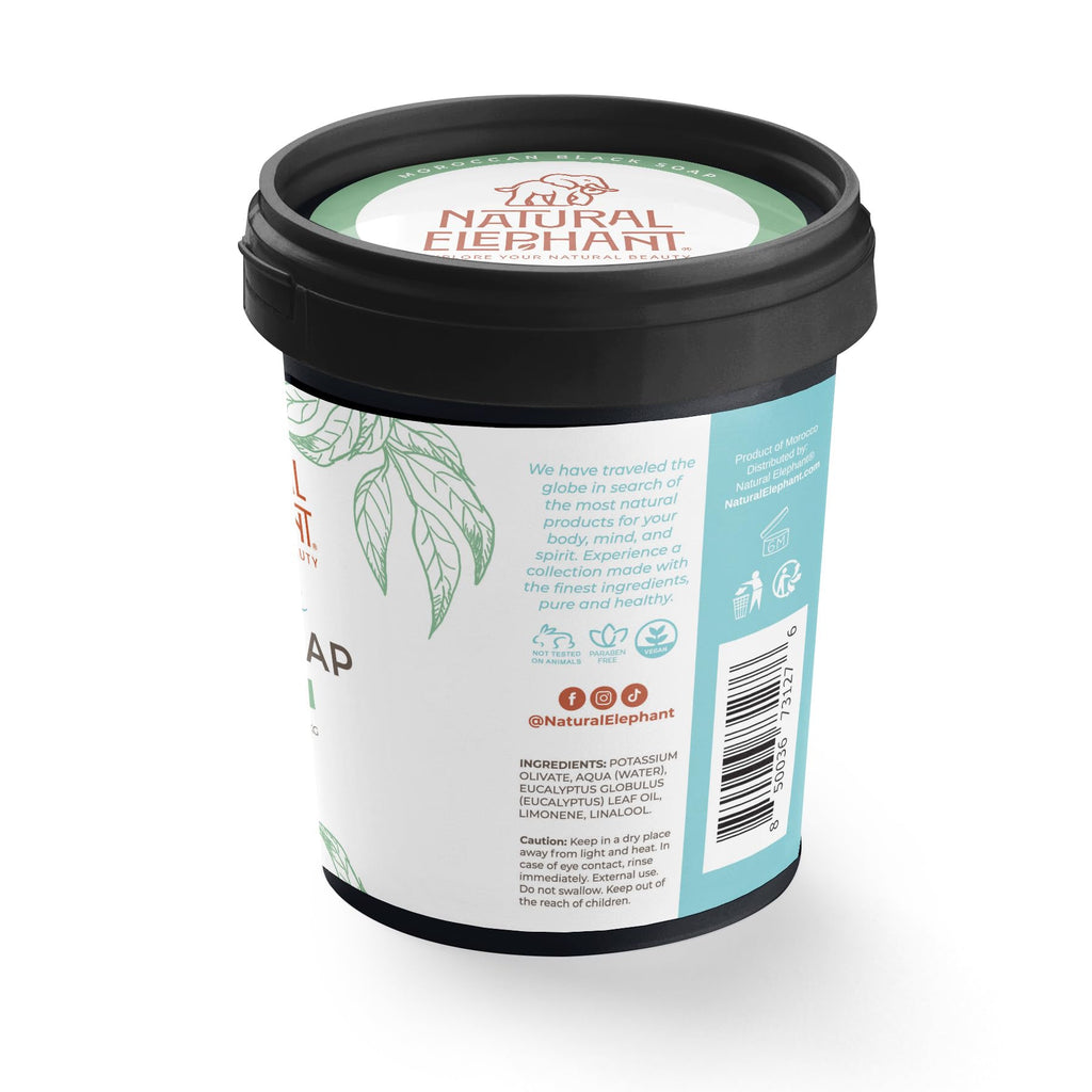 Natural Elephant Moroccan Black Soap | 7oz | Nila Indigo | Traditional Hammam Beldi Soap, 100% Natural Ingredients, Ideal for Exfoliating and Even Skin Appearance