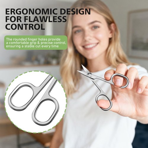 BALUCA Professional Curved Nail Scissors - 3.5" Precision Cuticle & Toenail Scissor for Women & Men, Grooming Scissors for Eyebrow & Mustache with Travel Case