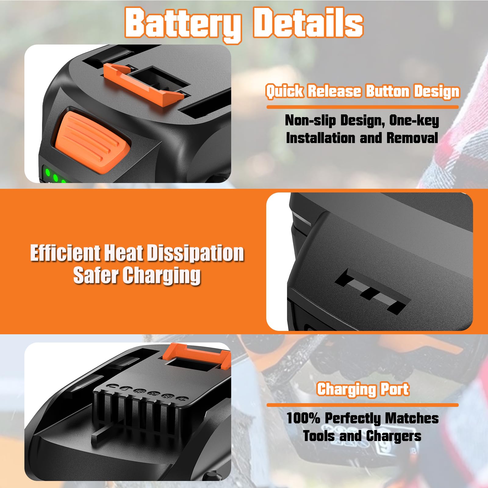 2Packs 4.0Ah WA3575 Replacement for Worx 20V Battery Power Share Max Lithium-ion Battery Compatible with Worx Battery 20 Volt WA3520 WA3525 WA3669.2 WG251s WG255s WG540s WG890 WG891 Cordless Tools