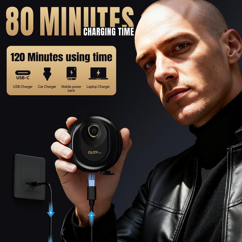 Head Shaves for Bald Men, Detachable Bald Head Shaver, IPX6 Waterproof Rotary Shavers, Electric Shavers Razor with Type-C Charge, Cordless Wet/Dry Skull & Bald Head Razor
