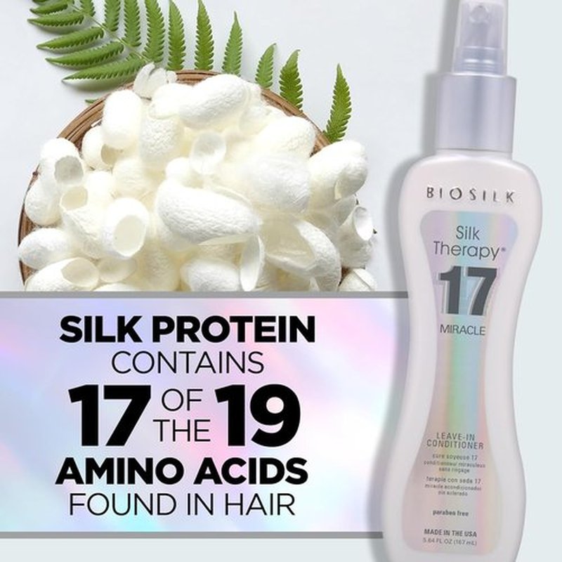BioSilk Silk Therapy Miracle 17 - Leave-In Conditioner for Dry & Damaged Hair | Hydrates, Adds Shine & Controls Frizz | 5.64 Oz
