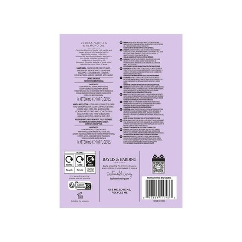 Baylis & Harding Gift Set for Women - Hand & Skincare pack - Jojoba, Vanilla & Almond Oil Indulgent - 2-Pack