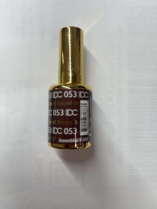 DND DC Gel Polish Set, Brown Collection, UV/LED Gel Polish and Air Dry Nail Lacquer, Matching Chip-Free Polish Duo, 053 Spiced Brown, 0.5 Fl Oz