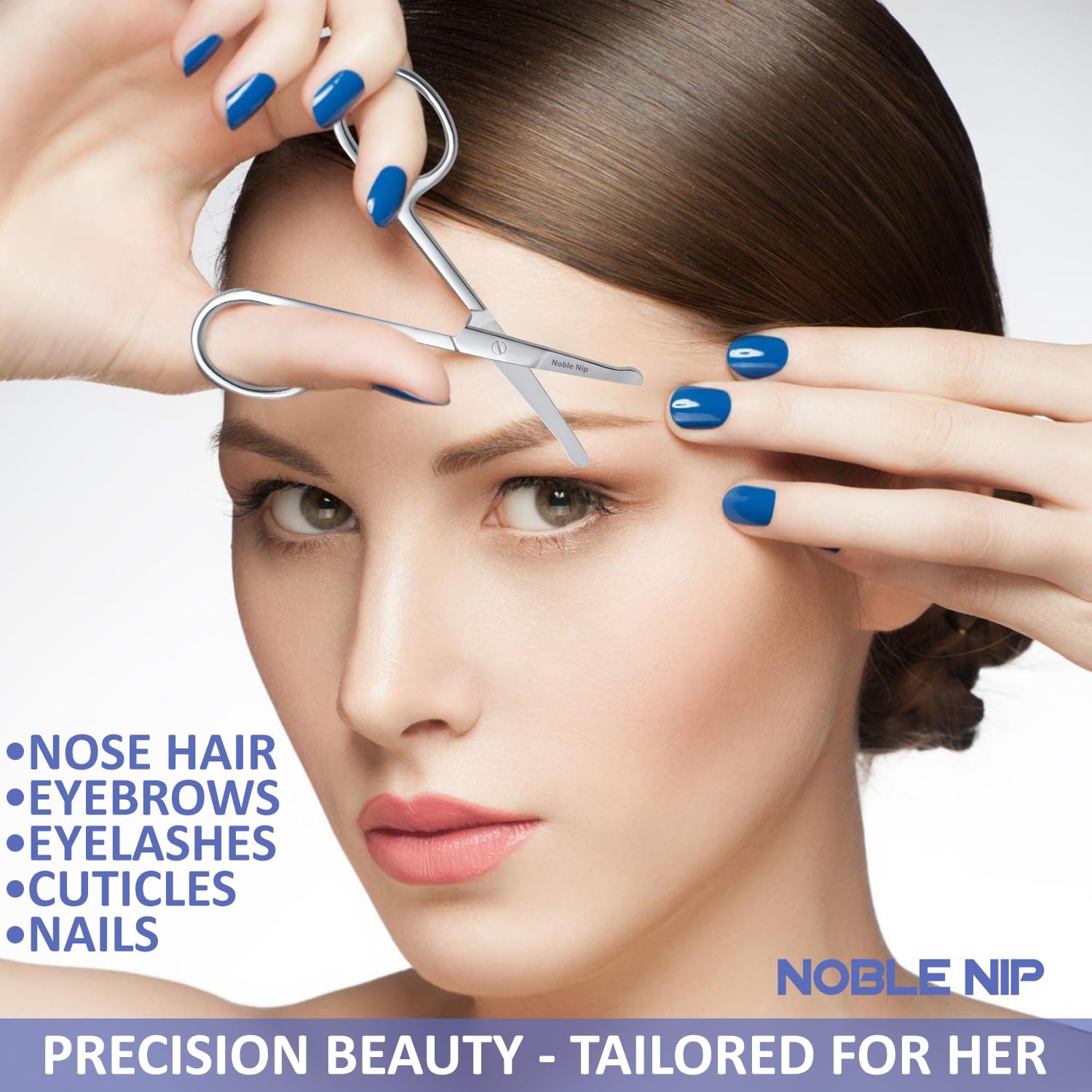 Noble Nip Nose Hair Scissor Premium Japanese Stainless Steel Beauty scissor Rounded Tip Safety Blade Small scissor for Grooming Eyebrow Eyelash & Mustache scissor for Men Women and Kids.