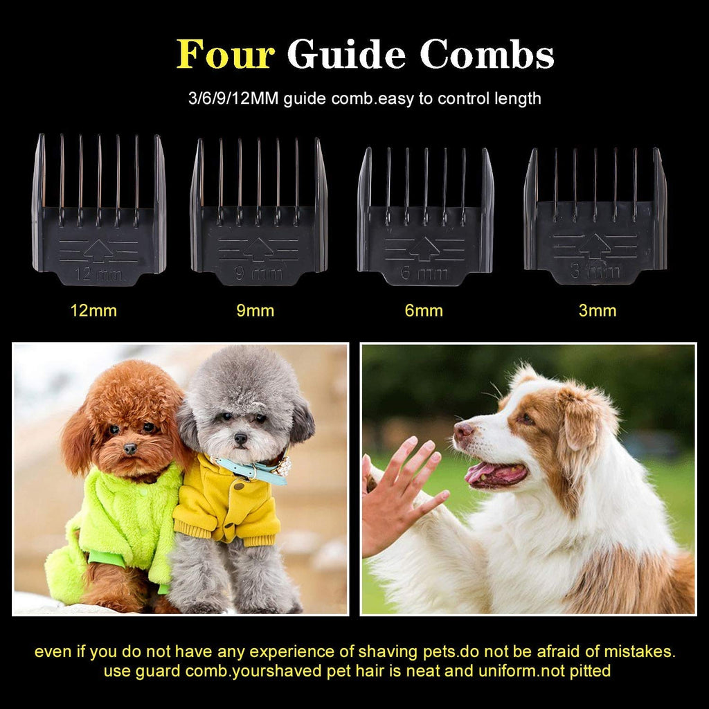Hansprou Dog Clippers for Grooming, 12V Pet Hair Clipper, Professional Heavy Duty Pet Grooming Clipper Corded Dog Trimmer for Thick Coats with Guard Combs Brush for Dogs Cats