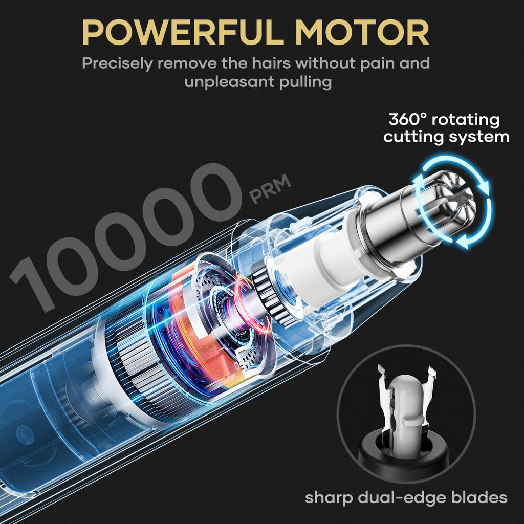 HOMETALL Rechargeable Nose Hair Trimmer for Men Women, Professional Painless Ear Eyebrow & Facial Hair Trimmer - 10,000 RPM Powerful Motor with Dual-Edge Blades, Wet/Dry, Easy to Clean