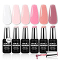 NXJ INFILILA Nude Gel Polish Set, 10ML Milky White Pink Jelly Gel Nail Polish Kit, 6 Transparent Sheer Colors Salon DIY Nail Art at Home for Girls (Blushing Nude01)