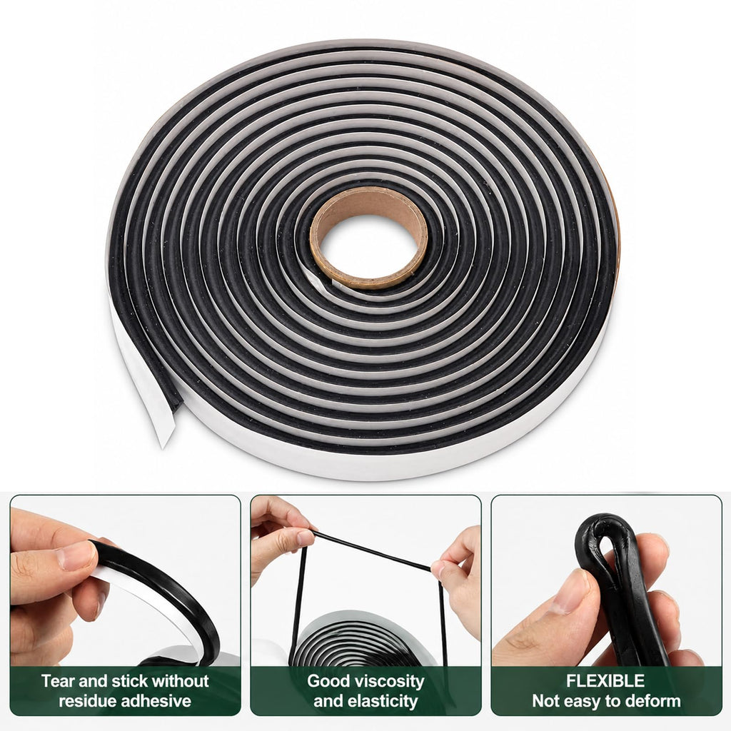 Poweka Butyl Rope Sealant Butyl Waterproof Adhesive Sealant for Car Headlamps Window Door Windshield,Butyl Seal Tape - 3/8" X 15'