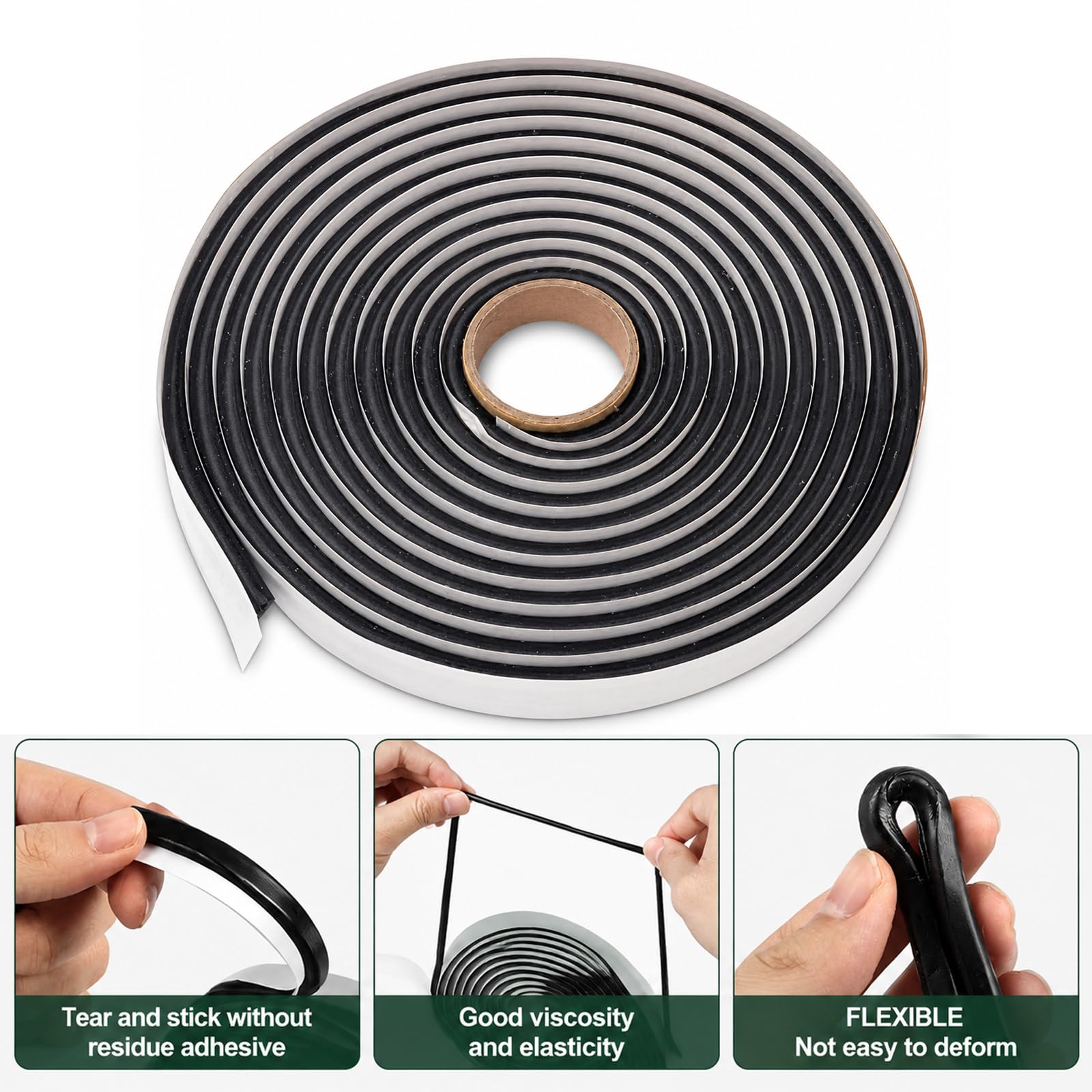 Poweka Butyl Rope Sealant Butyl Waterproof Adhesive Sealant for Car Headlamps Window Door Windshield,Butyl Seal Tape - 3/8" X 15'