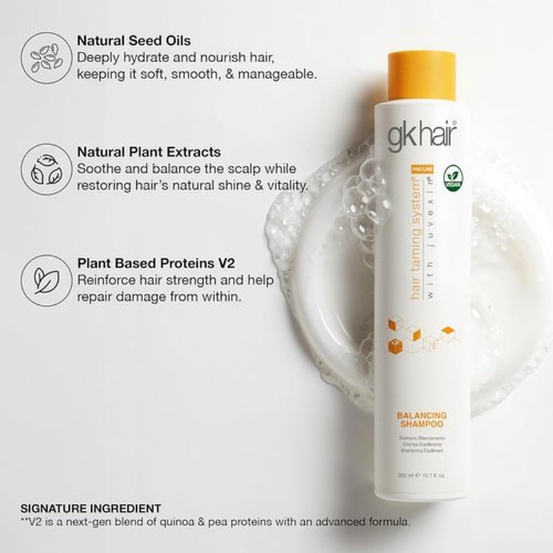 GK HAIR Balancing Shampoo - Cleanses & Removes Buildup with Keratin Treatment | 10.1 Ounce for Oily, Flaky Scalp