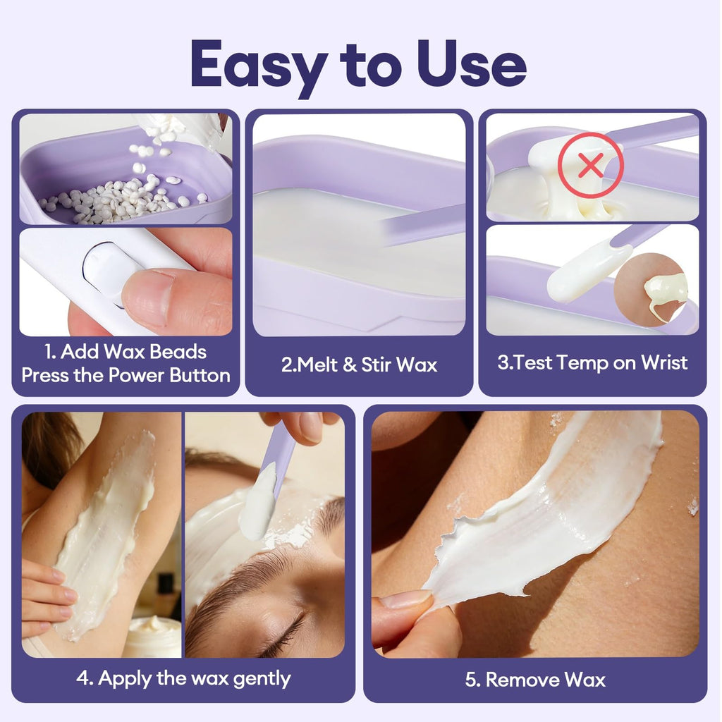 Silicone Wax Warmer for Hair Removal, Foldable Silicone Wax Warmer for Hard Wax with 2 Reusable Silicone Applicator Sticks, Portable Mini Wax Warmer for Eyebrow, Face & Bikini, Travel Wax Kit