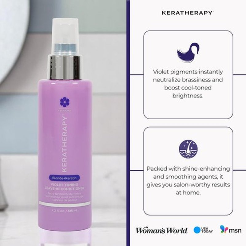 KERATHERAPY Keratin Infused Violet Toning Leave-In Protectant - Sulfate & Paraben Free, 3.7 fl. oz. for Blonde & Gray Hair