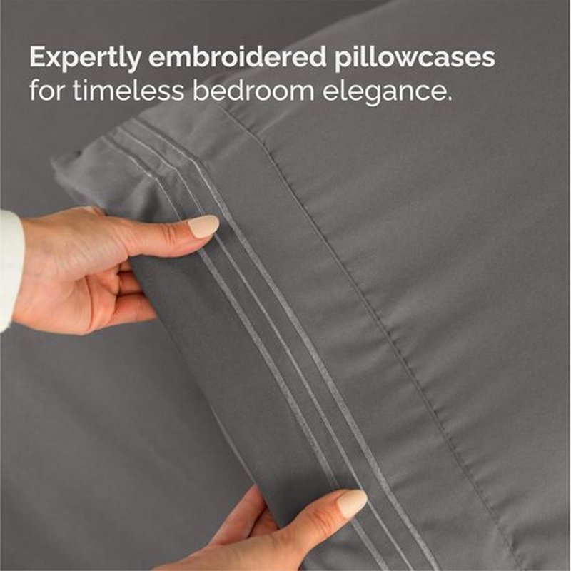 Queen Size 4-Piece Sheet Set - Comfy Cooling Bed Sheets for Luxurious Sleep - Deep Pockets, Soft & Wrinkle-Free - Oeko-Tex Certified - Dark Grey