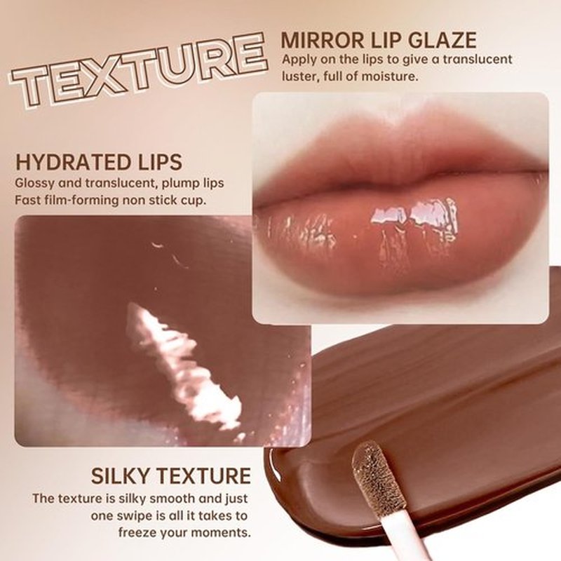 HOSAILY Nourishing Lip Gloss & Brown Lip Liner Set - Moisturizing High Shine Nude Glow Oil