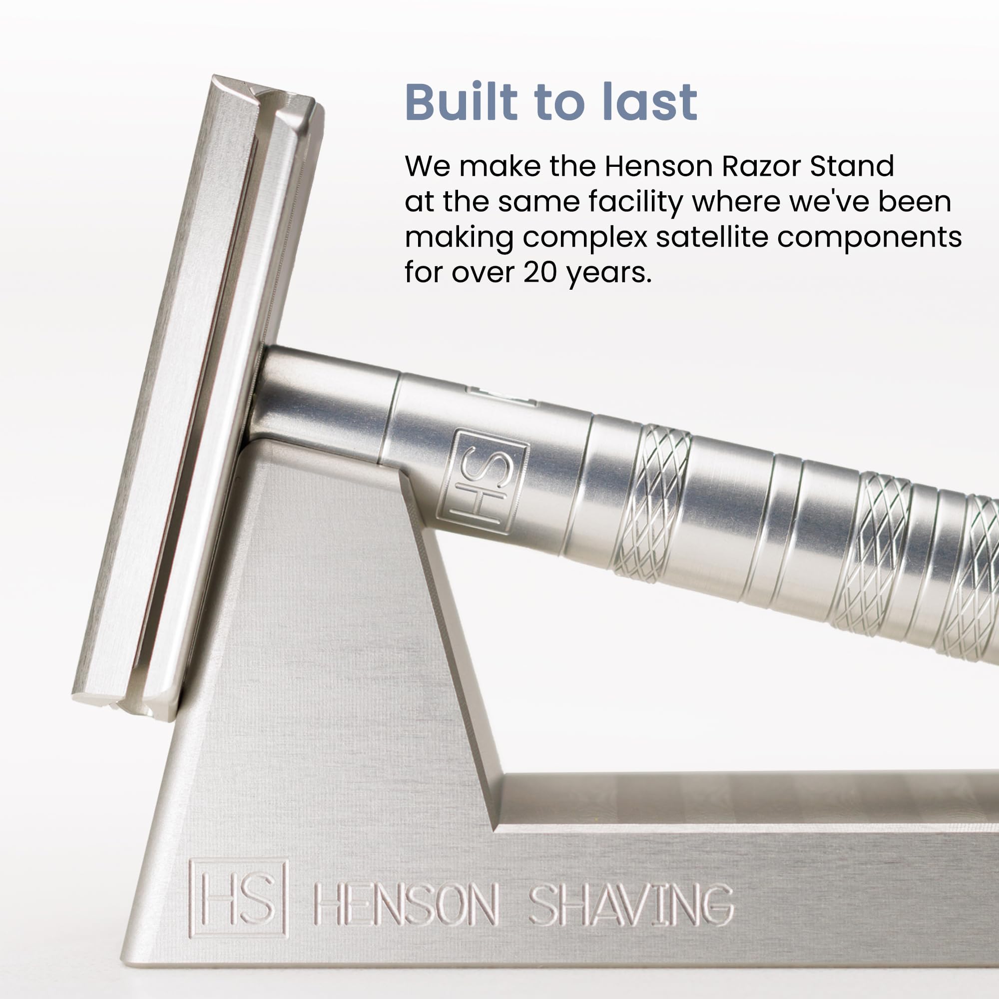Henson Shaving Machined Aluminum Safety Razor Stand Weighted Non-Slip Base Holder for Optimal Drying Angle - Countertop Storage for Henson Razors