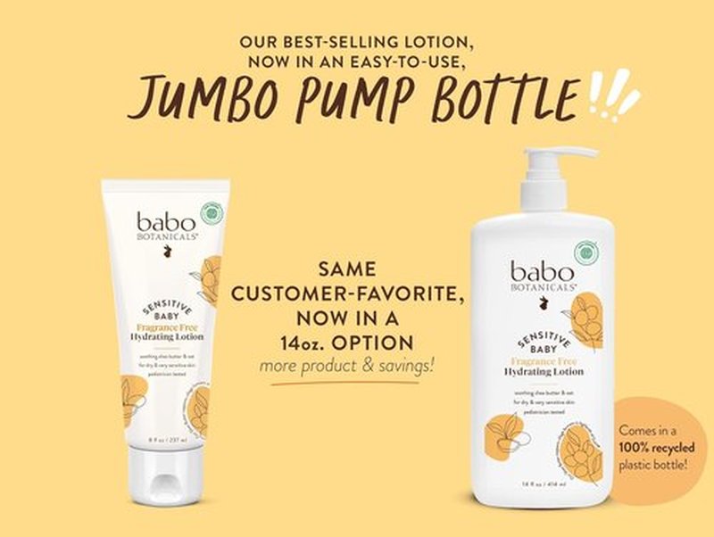 BABO Botanicals Daily Hydrating Baby Lotion - Fragrance-Free Shea Butter & Jojoba Oil - EWG Verified for Sensitive Skin