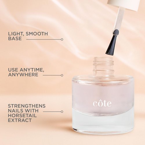Cote Beauty Nail Strengthening Base Coat, Smooths Nails with Horsetail Extract, Vegan, Cruelty-Free, Fast Drying Nail Strengthener Base Coat, Primer for Polished Nails, 0.27 fl oz (8 ml)