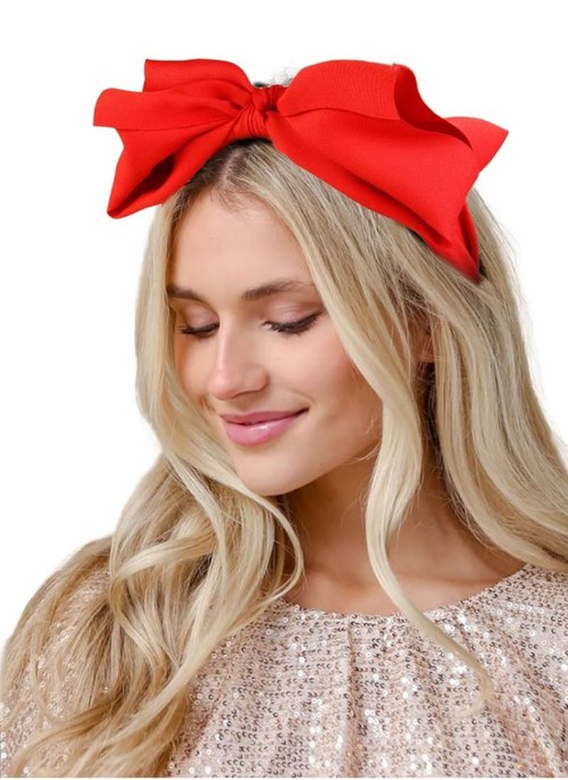 Huachi Red Bow Headbands for Women Girls Christmas Holiday Bow Headband, Vintage Red Headband for Halloween Costume