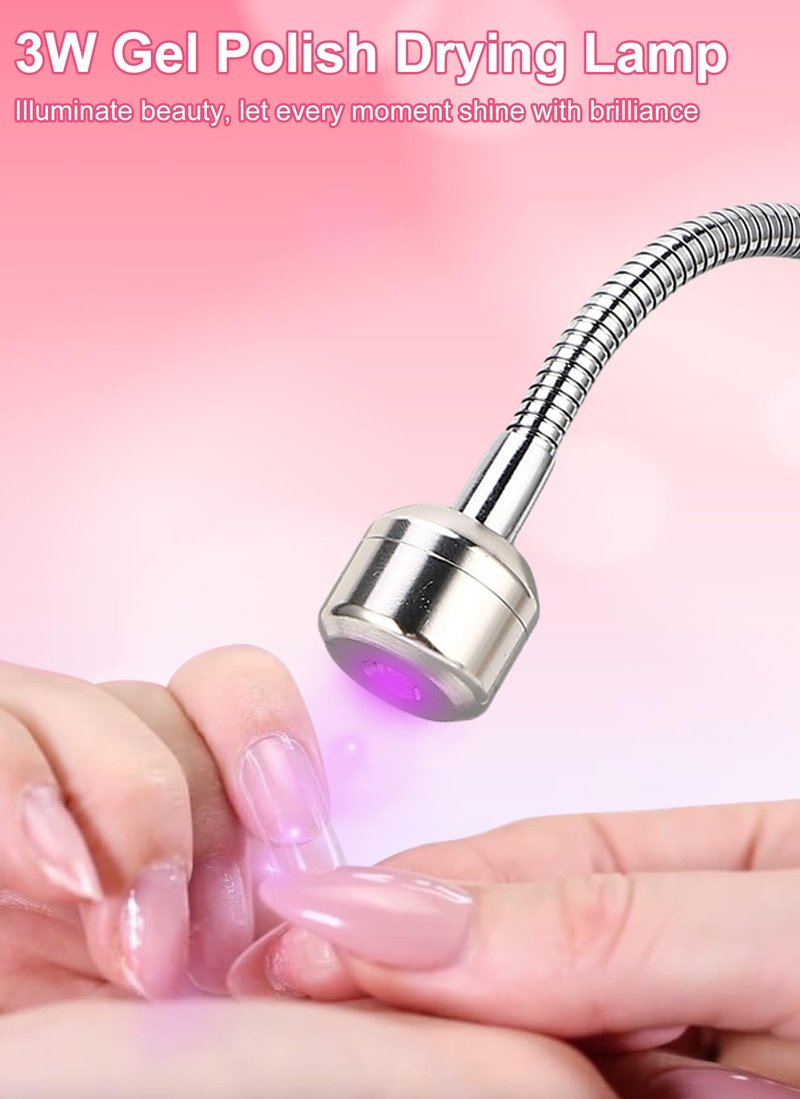 Zunate LED Light, 3W Gel Polish Drying Lamp, Flash Cure Light with Gooseneck, Gel Polish Dryer Lamp, Curing Lamp for Fluorescent Paint, Gel Nail