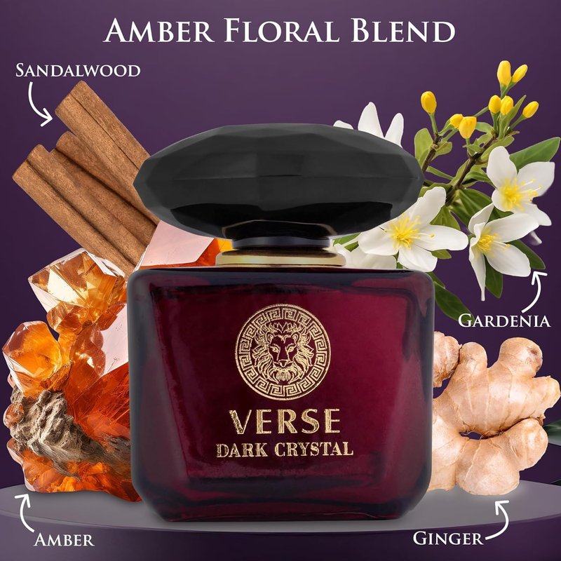 Verse Women's Perfume Set - Luxury Eau De Parfum Trio in Pink Crystal, Golden & Dark - Long Lasting 3.4 Fl Oz Bottles