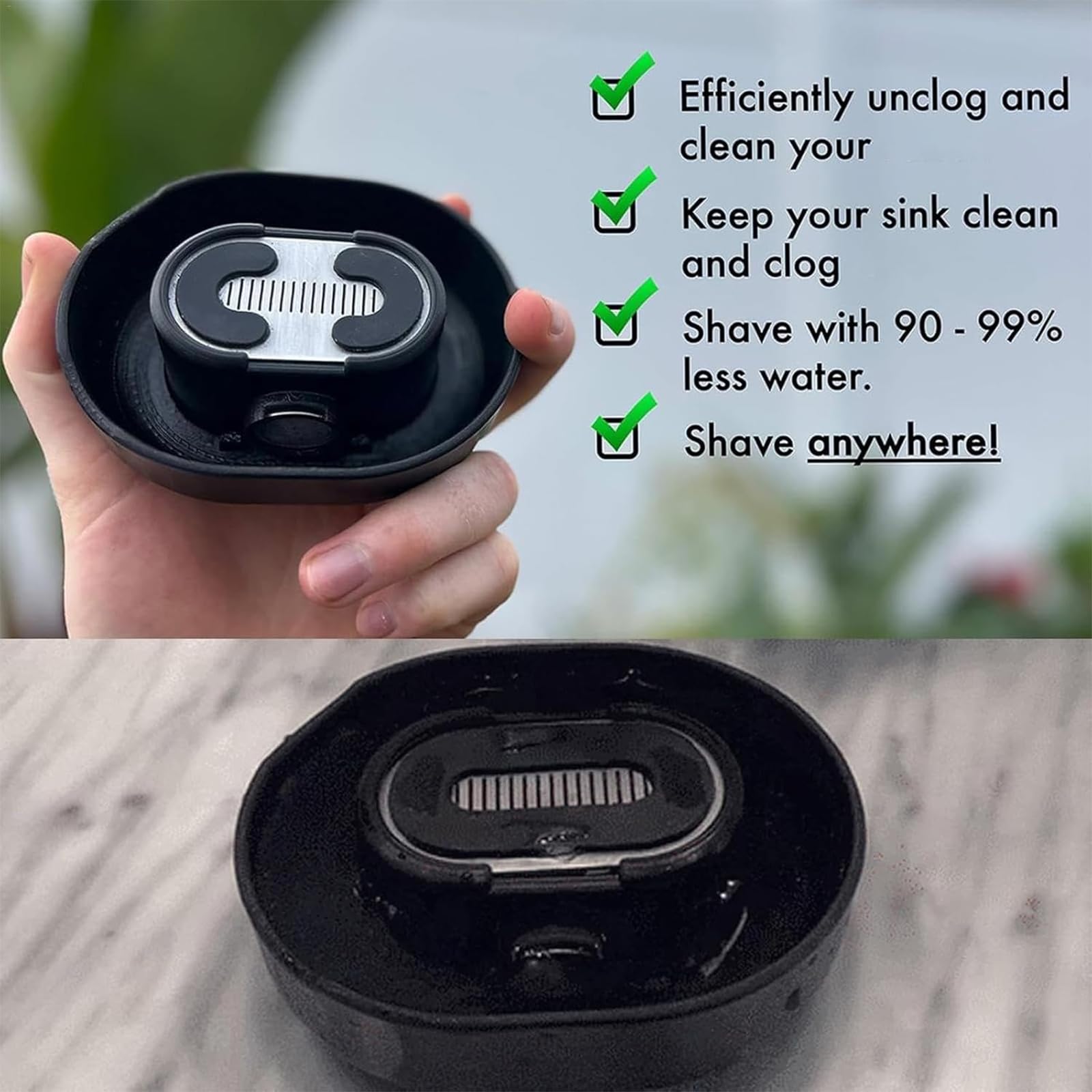 1 Pack Razor Rinser, Manual Push-Type Razor Rinser, Shaving Razor Rinser Cleaner, Clean Your Razor Efficiently, Save Water, and Ditch The Sink, with 1 Shaver and 1 Shaving Cream (Clear)