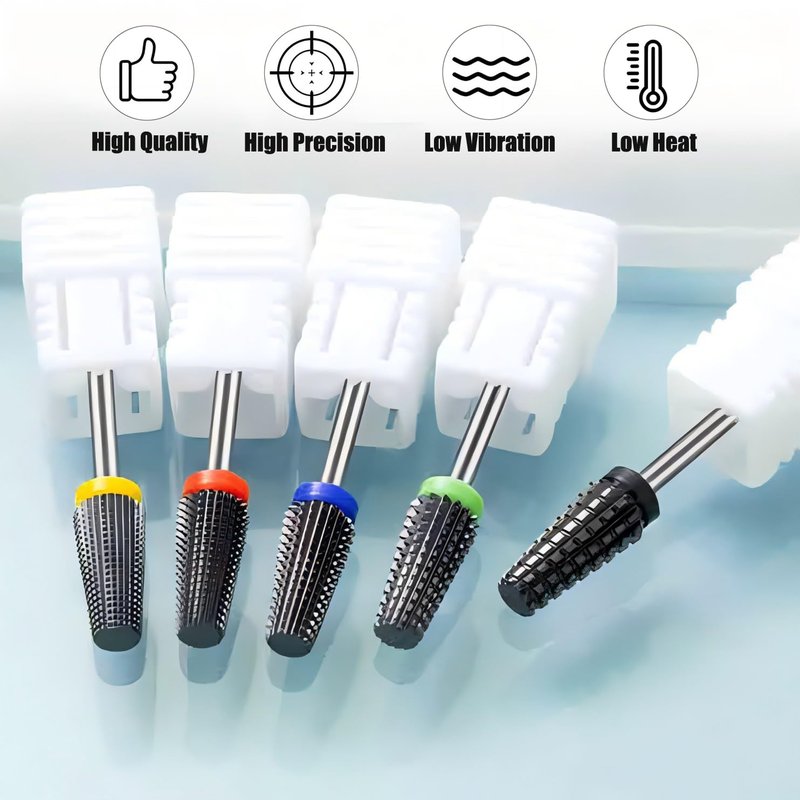 Yakamoz 5Pcs Ceramic Nail Drill Bit Set - 3/32" Professional Electric Nail File Bit Kit Cuticle Nail Bits for Acrylic Nails Poly Gel Removal, Manicure Nail Salon Supplies, Two-Way Rotation