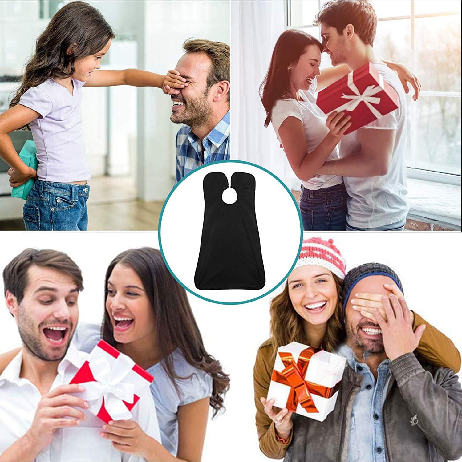 Beard Bib Apron, Beard Hair Catcher for Men Shaving & Trimming Non-Stick Waterproof Grooming Cloth with 3 Suction Cups & A Box Valentines Gifts for Men Him Boyfriend