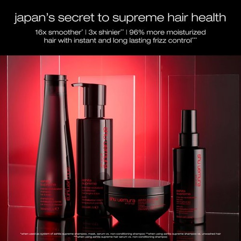 shu uemura art of hair Ashita Supreme Smoothing Serum - Adds Shine, Reduces Frizz, Strengthens Strands, Prevents Breakage, For All Hair Types, 3 Fl Oz