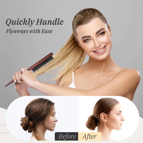 BESTOOL Hair Brush,Pure Boar Bristle Hair Brush for Better Hair Texture Slick Back Brushes for Women Men and Kids Best for Sensative Scalp Medium Thin and Fine Hair Smoothing Flyaways, Edge Control