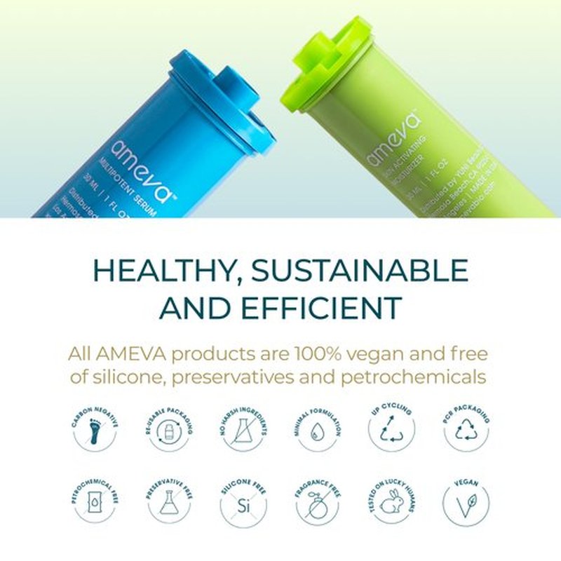 AMEVA Mevalonic Acid Multipotent Serum: Plant-Based, Vegan, Boosts Collagen, Hyaluronic Acid, For Sensitive Skin, Anti-Aging, Velvety Soft, Enhances Radiance (Serum Refill)