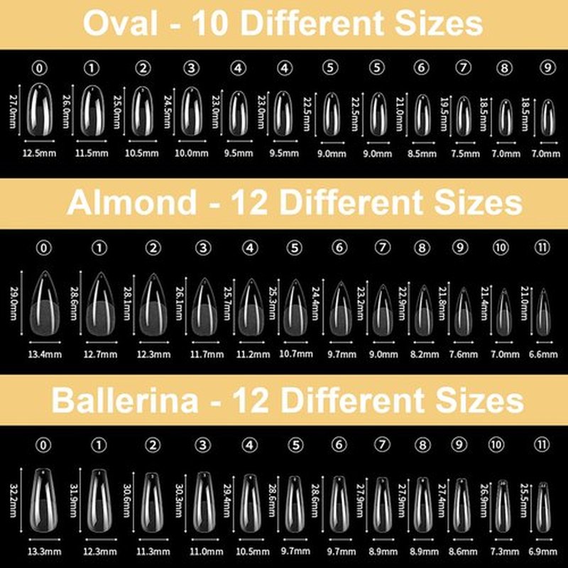 BlueZOO Gel Long Nail Tips Pre-etching Almond Coffin Oval Clear Press On Nails, Salon Quality 3 Styles 360Pcs Half Matte Full Cover Acrylic False Nails Extension DIY Manicure Beginner & Professional