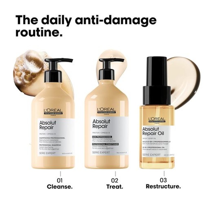 L'Oreal Professionnel Paris Absolut Repair 10-in-1 Oil - Nourishing Hair Oil for Dry, Damaged Hair | Repairs & Adds Shine