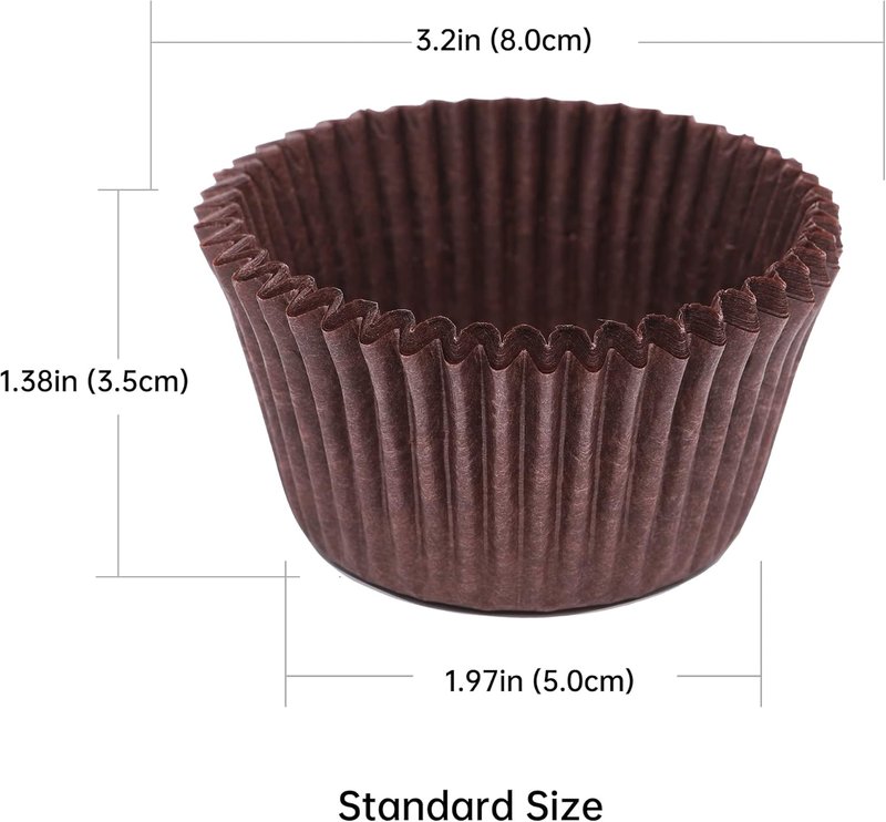 Bake Choice Cupcake Liners - 200 Pcs Food-Grade Brown Grease-Proof Muffin Wrappers for Baking & Decorating