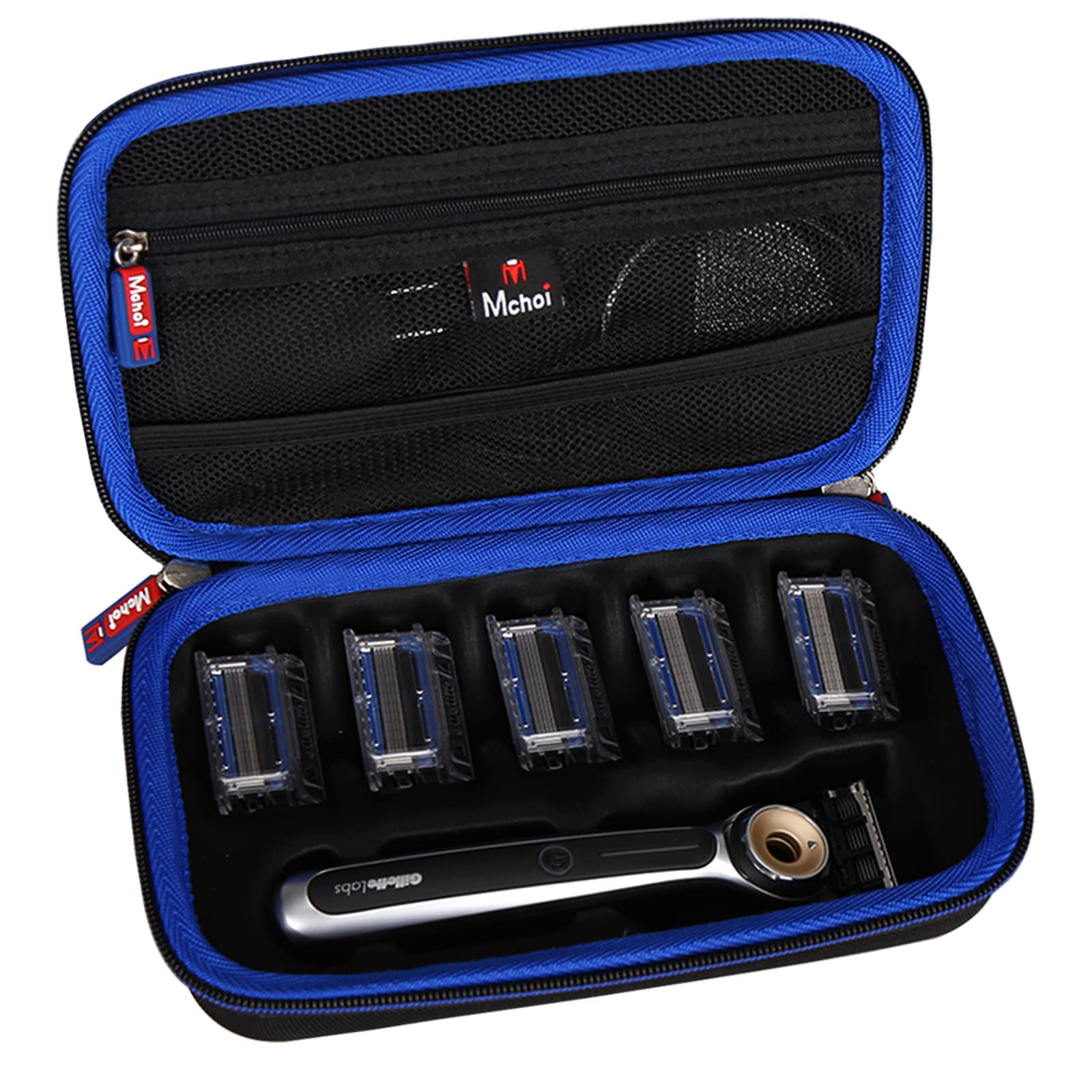 Mchoi Travel Case Fits for Gillette Labs Heated Razor Gold Edition, with Mesh Pocket Fits for 1 Handle, 5 Blade Refills, 1 Charging Dock, Case Only