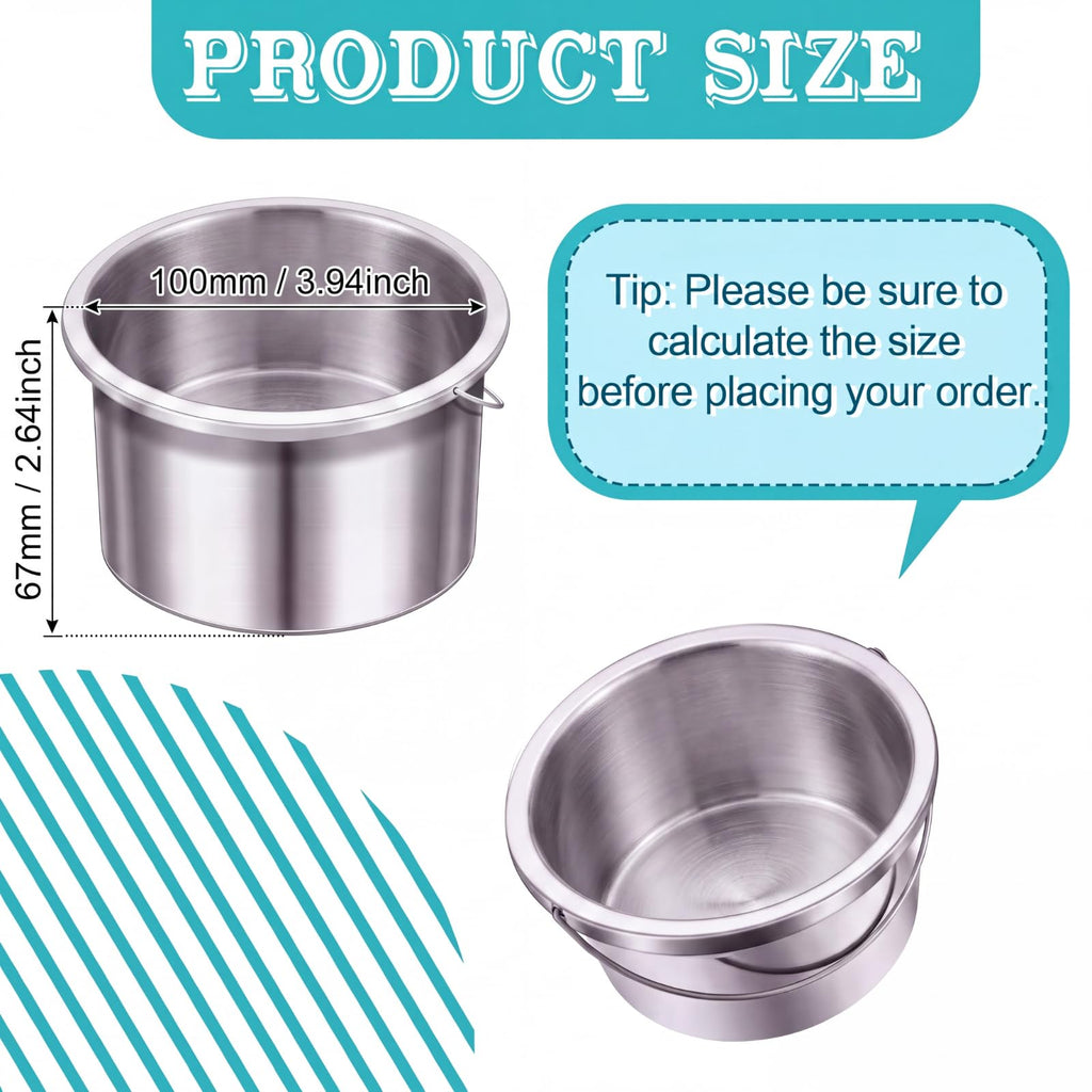 BBTO 1 Pcs Wax Pot Wax Melt Warmer Replacement Inner Pot Liner 14oz Metal Tin 4'' Portable Hair Removal Waxing Bowl Container for 500 ml Hair Removal Machine