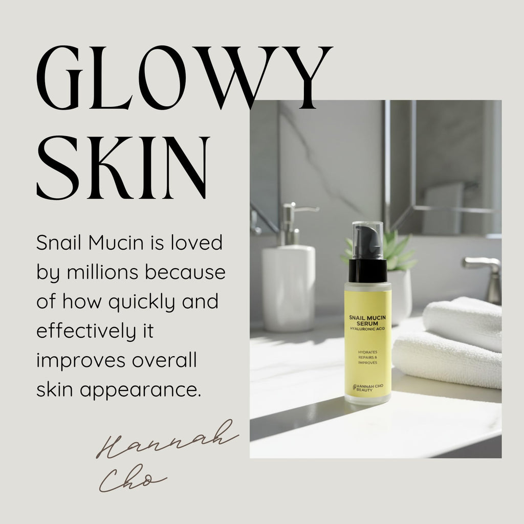 Snail Mucin Serum - Hydrating Face Serum for Skin Barrier Repair & Anti-Aging - Hyaluronic Acid Active Moisture Retention - Hannah Cho Beauty
