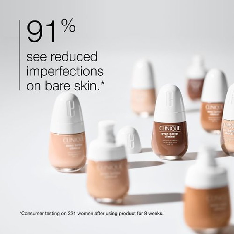 Clinique Even Better Clinical Serum Liquid Foundation SPF 25 With Vitamin C, Salicylic Acid + Hyaluronic Acid For Combination to Oily Skin Types | Full Coverage + Matte Finish, Breeze, 1 Fl Oz