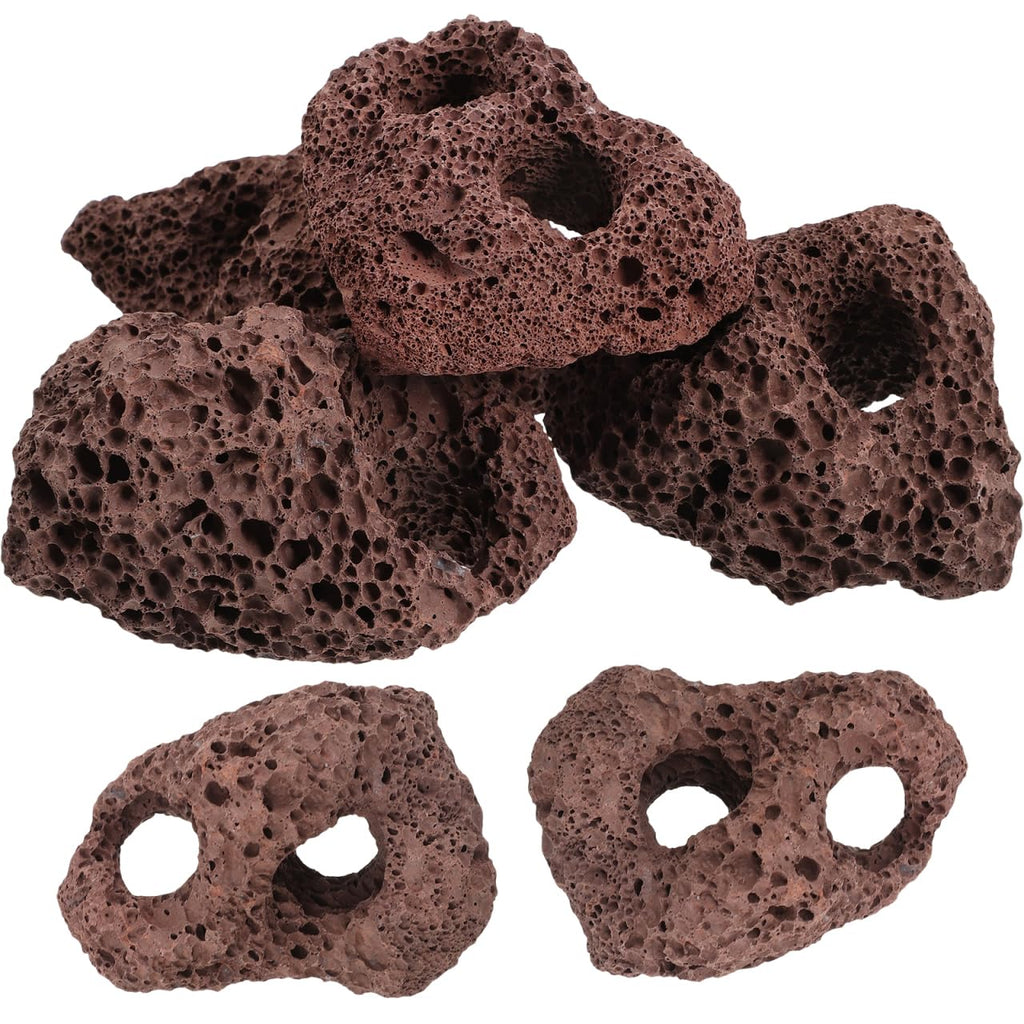 Housoutil 6Pcs Aquarium Volcanic Rocks Ornaments 3.93X2.75X1.57In Fish Tank Decorative Lava Stones Plant Fixers for Aquatic Plant Stability and Small Fish Shelter