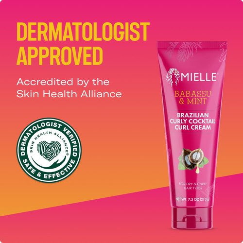 Mielle Organics Babassu & Mint Brazilian Curly Cocktail Curl Cream - Curl Defining, Hair Styling Cream for Textured Hair - Locks in Moisture, Boosts Definition & Softens Textured Hair (7.5 oz)
