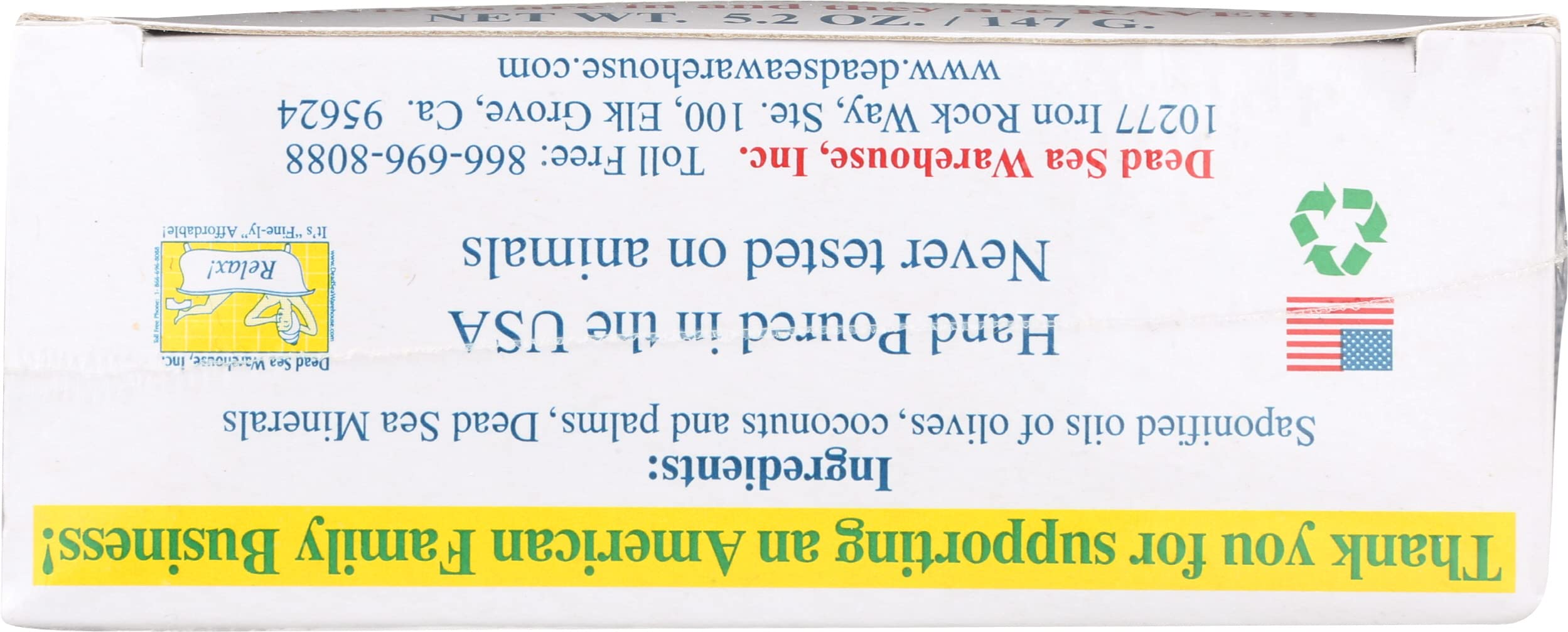 Dead Sea Warehouse - Dead Sea Salt Soap Bar - Original Face & Body Bar - Hydrating Mineral Soap for All Skin Types, Fragrance-Free - 5.2 oz