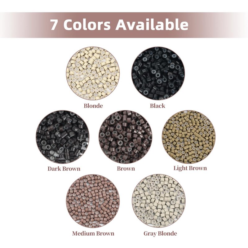 Vlasy 600Pcs 4mm Silicone Lined Micro Ring Beads for Hair Extensions 5Colors Apply (600Pcs Brown)