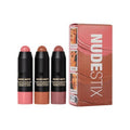 Nudestix Sunkissed Blush & Bronze Mini Kit - Vegan Matte Cream Makeup Sticks for Cheeks, Eyes & Lips | Travel-Friendly Limited Edition Set