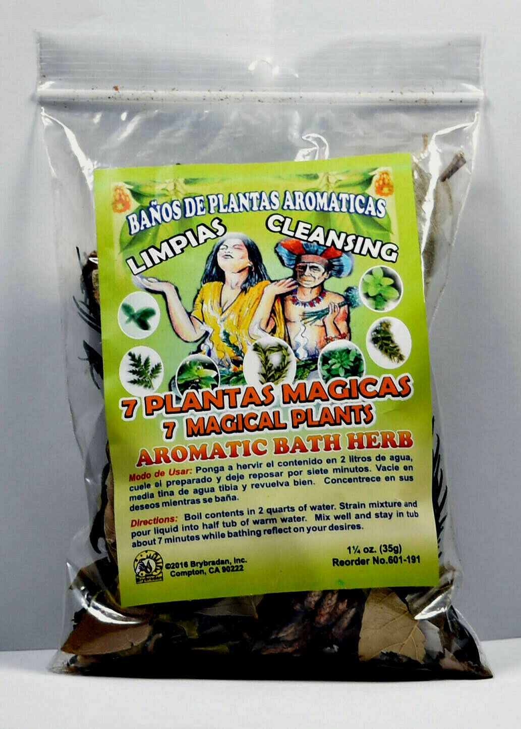 1 PC Aromatic Soothing Herbal Bath 7 Magical Plants Cleansing 7 PLANTAS MAGICAS LIMPIAS BANO DE PLANTAS AROMATICAS - Made in USA - 1 OZ