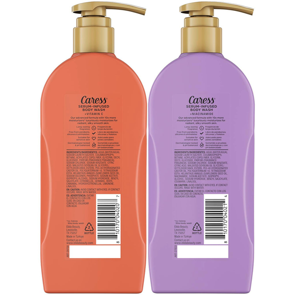 Caress Body Wash Creamy Vanilla Blossom & Creamy Guava Nectar Variety 2-Pack – Moisturizing Body Washes with Long-Lasting Fragrances, Self-Care Gifts for Women, 20 Oz Ea
