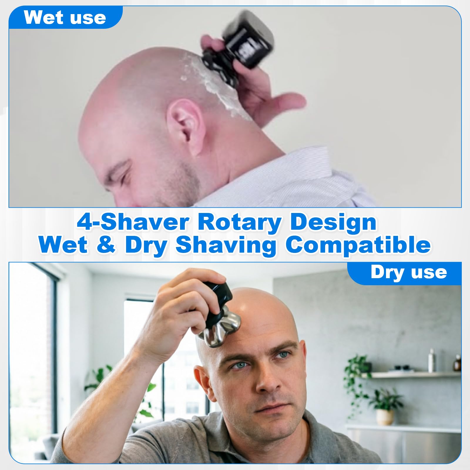 Bpbdzz 2 Pack 4-Shaver Replacement Heads for Skull Pitbull Series, Palm & Butterfly Kiss, Electric Head & Face Shaver Refills with 1 Cleaning Brush
