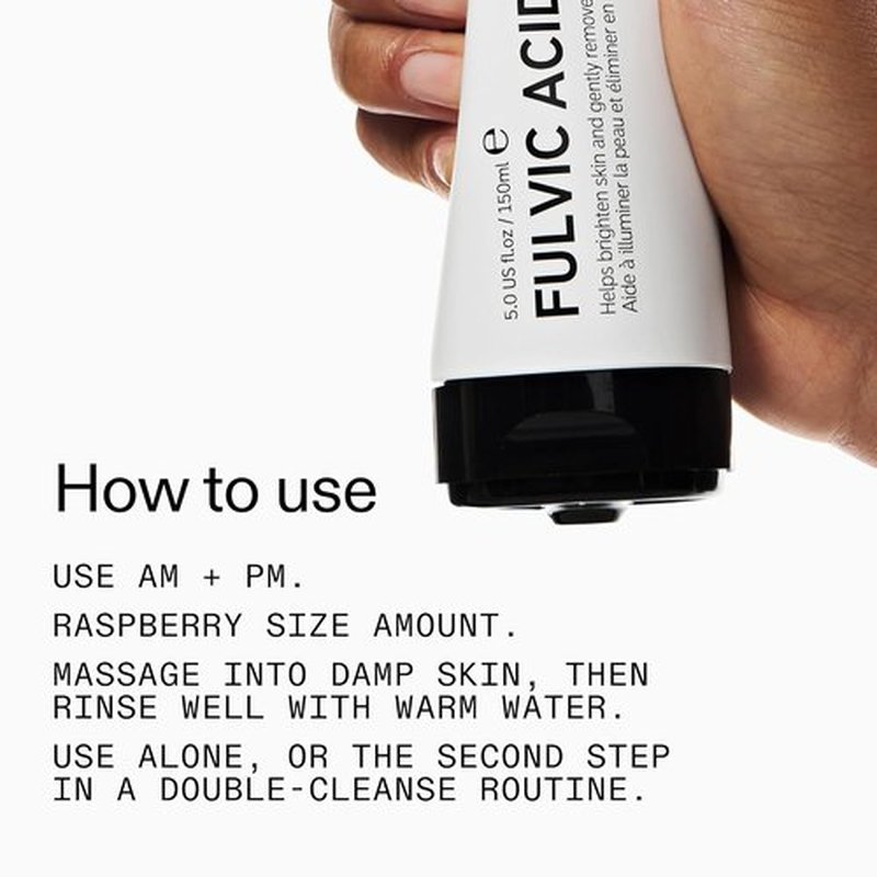 The INKEY List Fulvic Acid Cleanser - Brightening Makeup Remover, Fragrance-Free, 5 Fl Oz